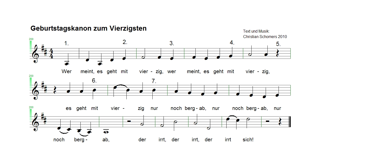 Neujahrskanons und Geburtstagskanon zum lesen, hören und lernen - christian-schomers.de