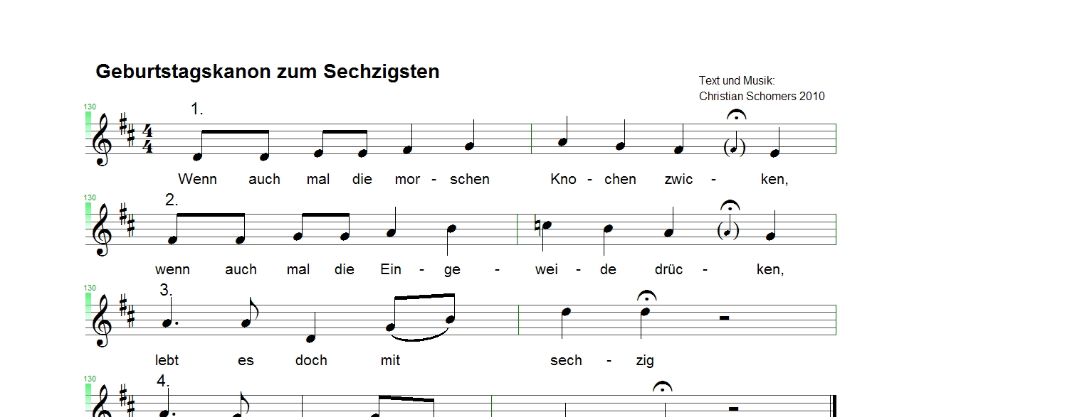 Neujahrskanons und Geburtstagskanon zum lesen, hören und lernen - christian-schomers.de